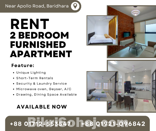 RENT 2 Bedroom Serviced Apartment Near Apollo, Baridhara.